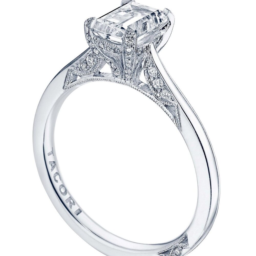 $4790 Simply TACORI 18K White Gold 1 Ct Center Lab Grown IGI Cert Diamond Ring 7